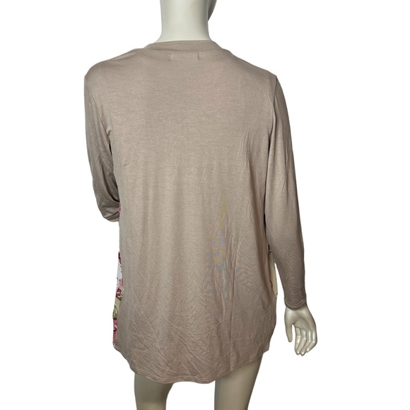 ALL FOR YOU brand Tan Floral Long Sleeve Lightweight Cardigan - Picture 5 of 10